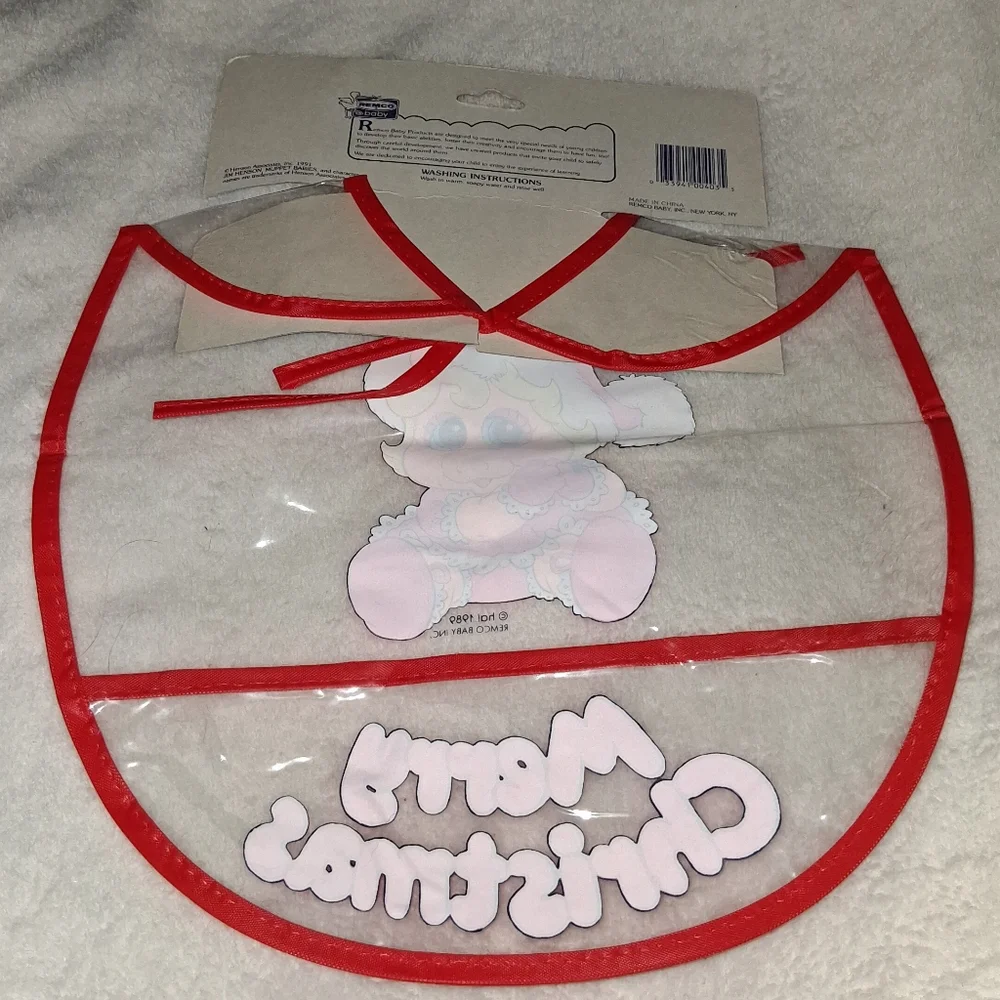 New 1989 Muppets Miss Piggy Vinyl Plastic Christmas Baby Bib Vintage 80s